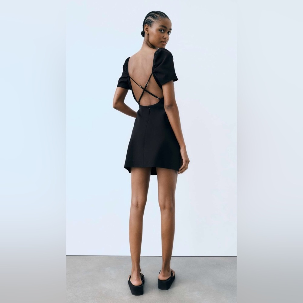 NWT Zara Open Back Mini Dress Black Size XS (2990/325)